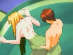Attractive Blonde Anime Girl With Perfect Breasts Smacks Against The Bathtub While Getting Fucked From Behind